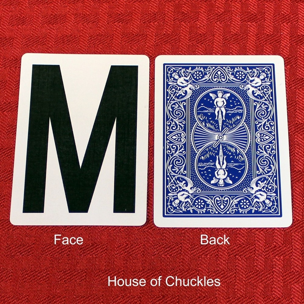 Letter M, Bicycle Printed Gaff Card, Blue