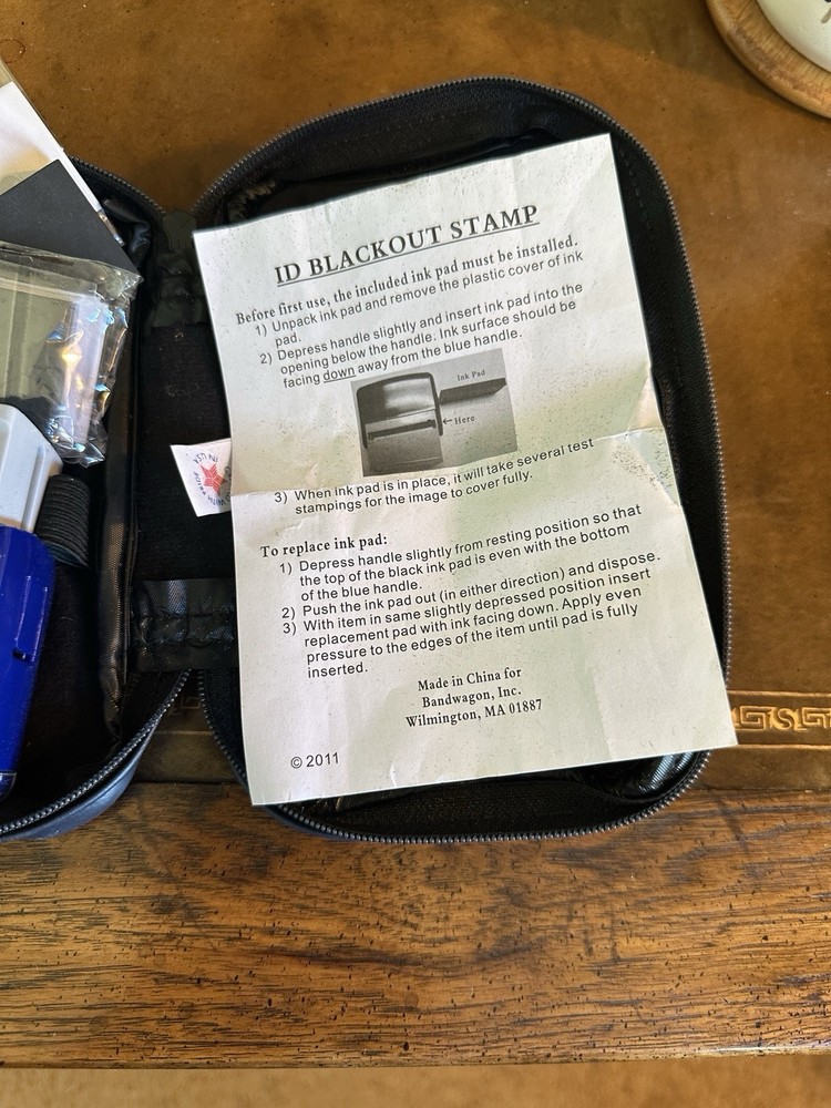 ID Blackout Stamp Kit With Carrying Case And Refills - 2011