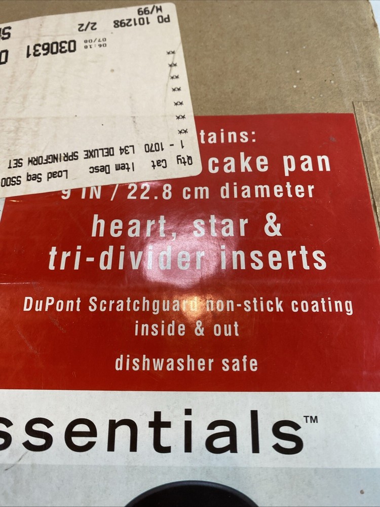 Cook's Essentials Deluxe Springform 4 Piece Set Bakeware Teflon New