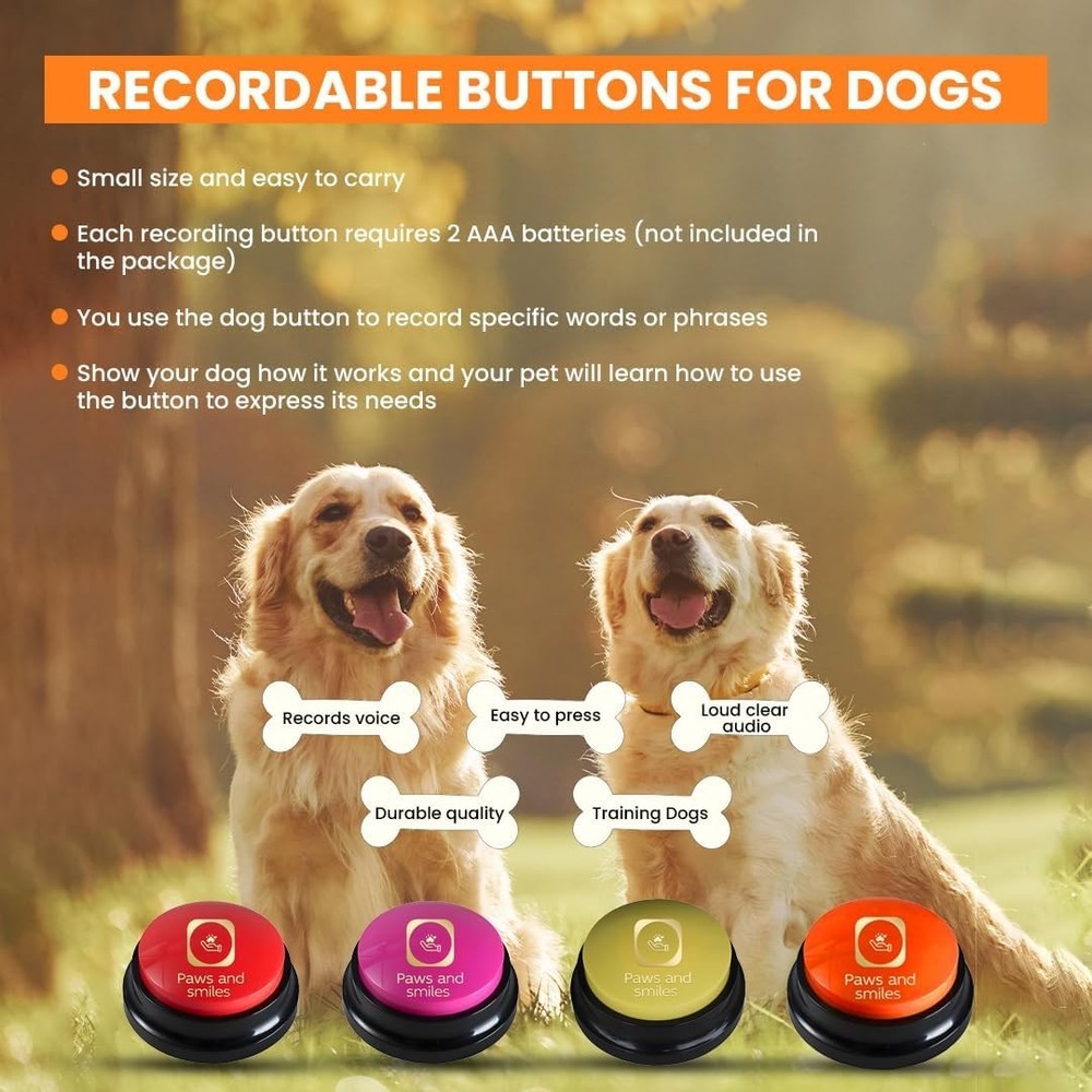 8-Pack Dog Talking Buttons - Recordable Pet Communication Tools for Training