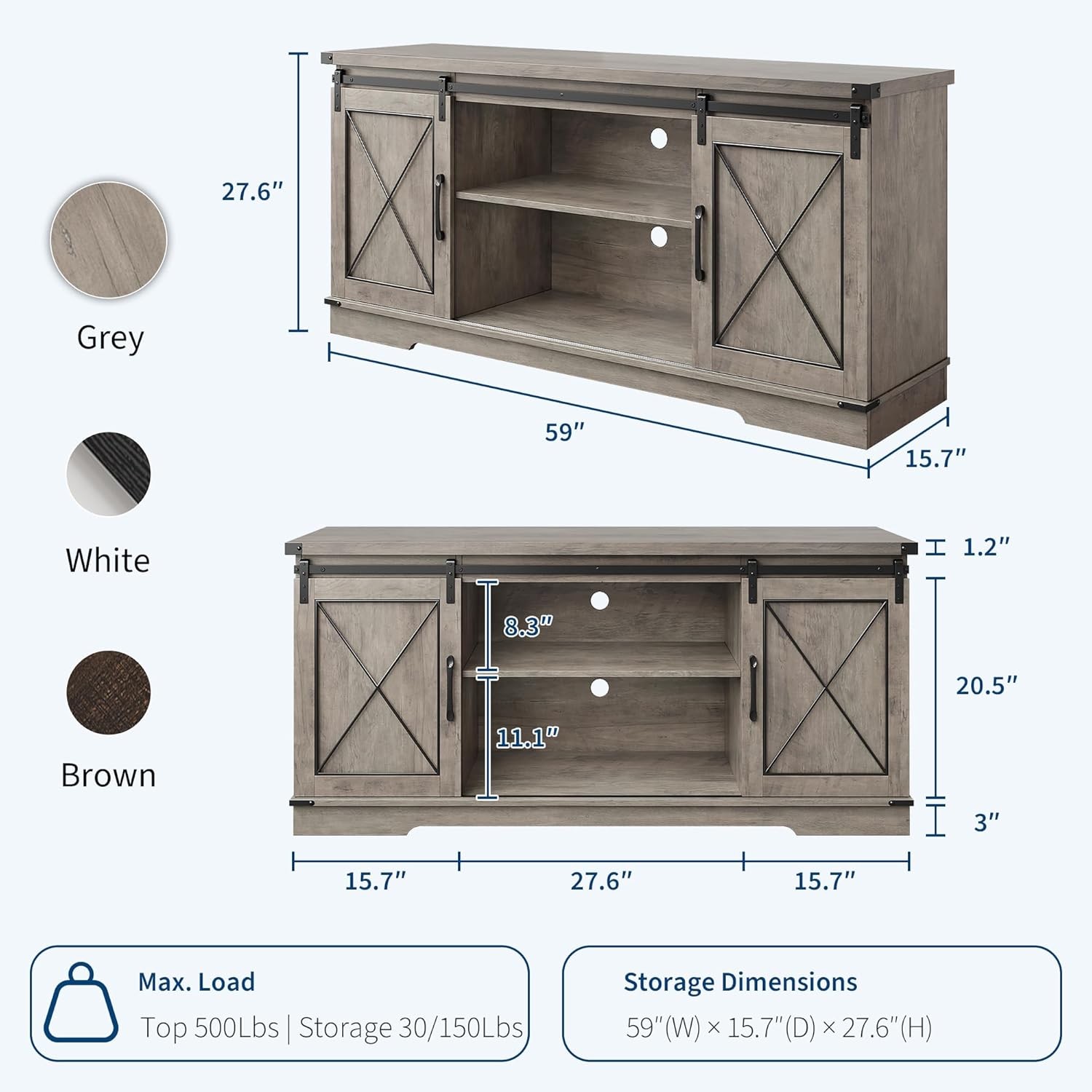 Farmhouse TV Stand Entertainment Center Media TV Console Table for TVs up to 65"