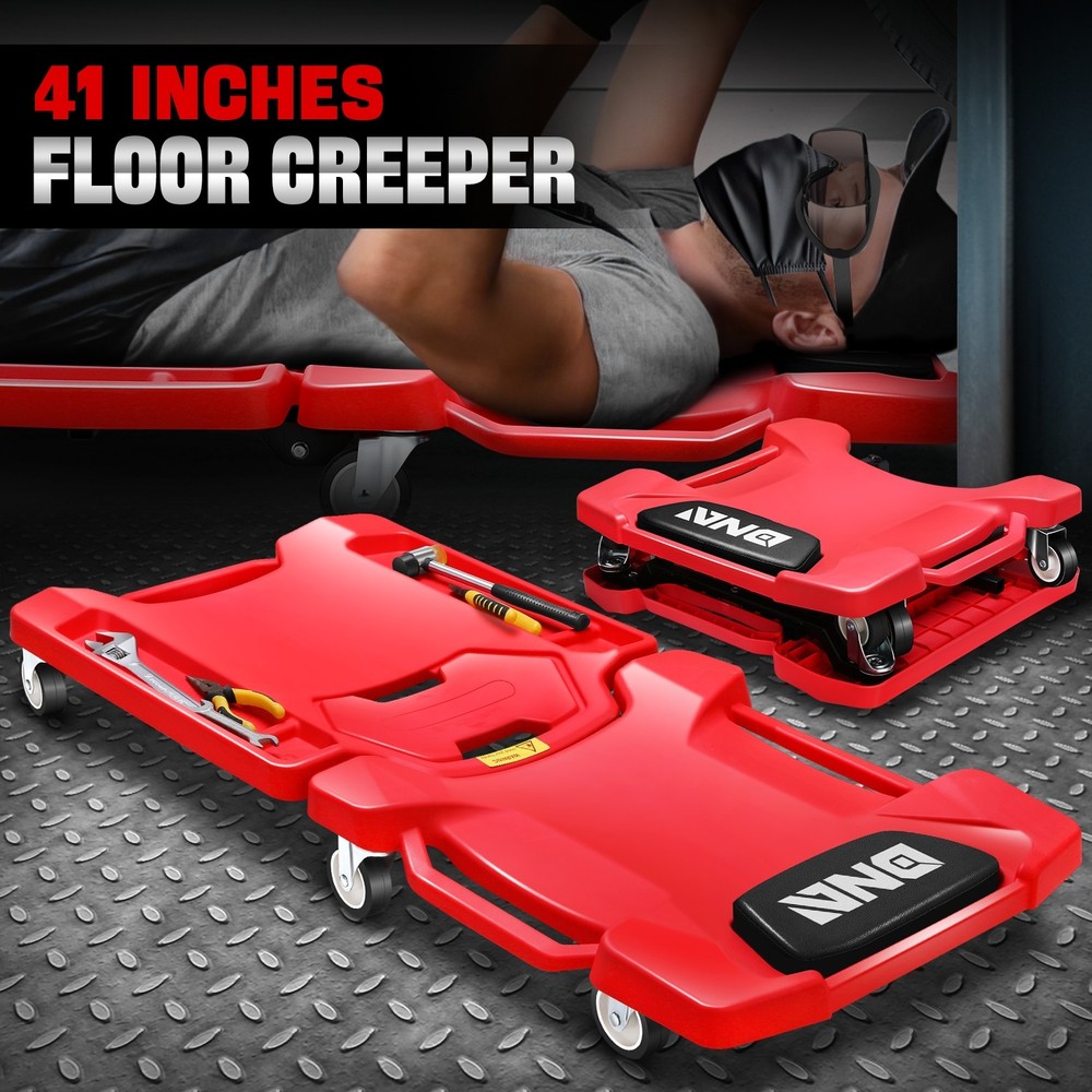 Foldable Low Profile Creeper for For Auto Mechanics Garage Stool Rolling Red
