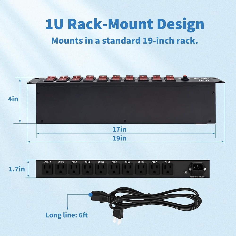 Rackmount Power Strip Surge Protector Outlet Network Server PDU