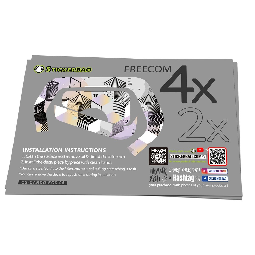 For CARDO Freecom 4X 2X Headsets Protective Wrap Sticker x2 Stripe Vector