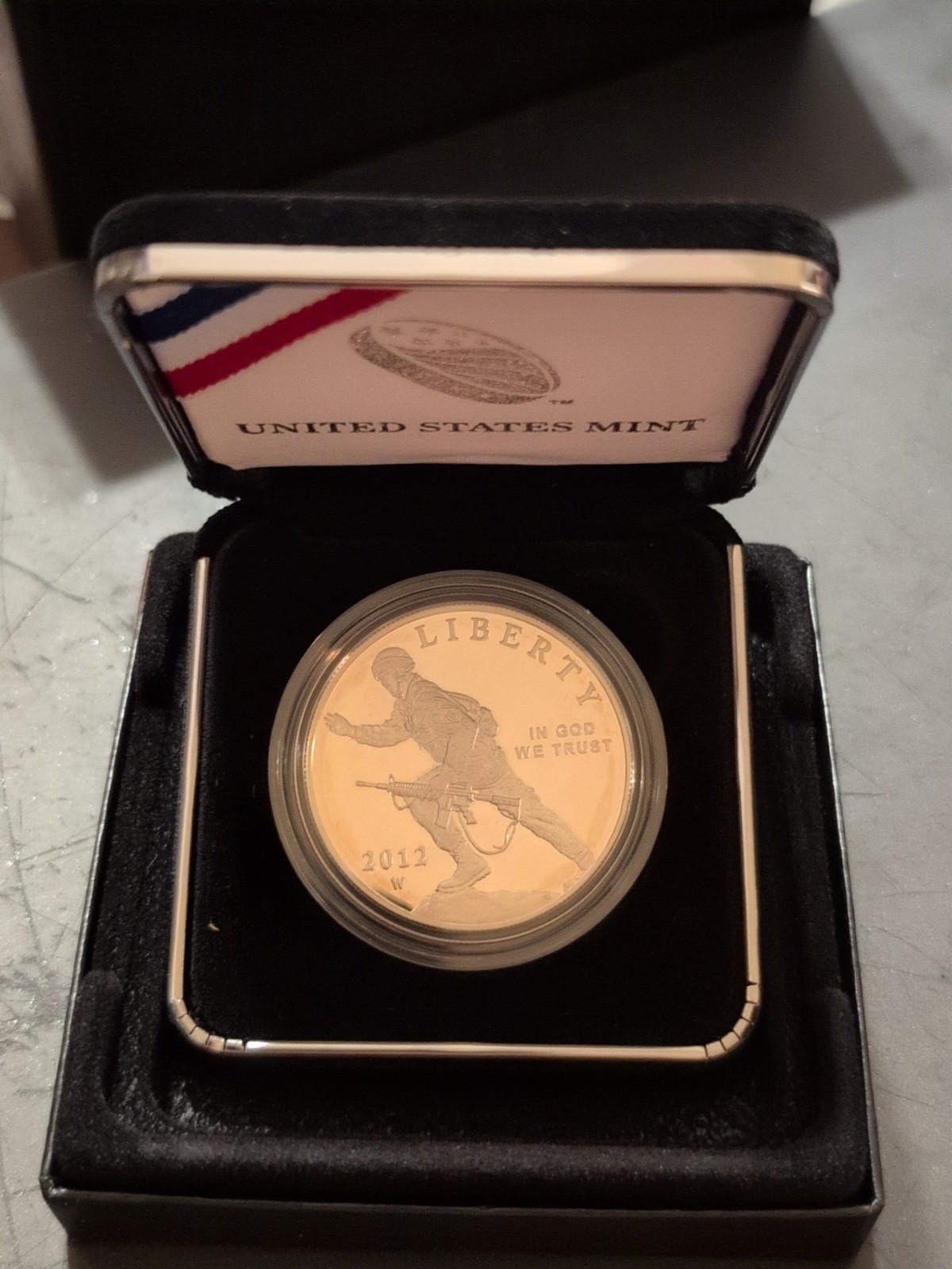 2012-W Infantry Soldier Defenders of Freedom Proof Silver Dollar OGP COA