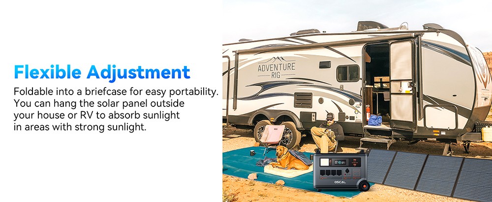 Oscal 200W Foldable Solar Panel ETFE Material ≥22% Solar Conversion Efficiency