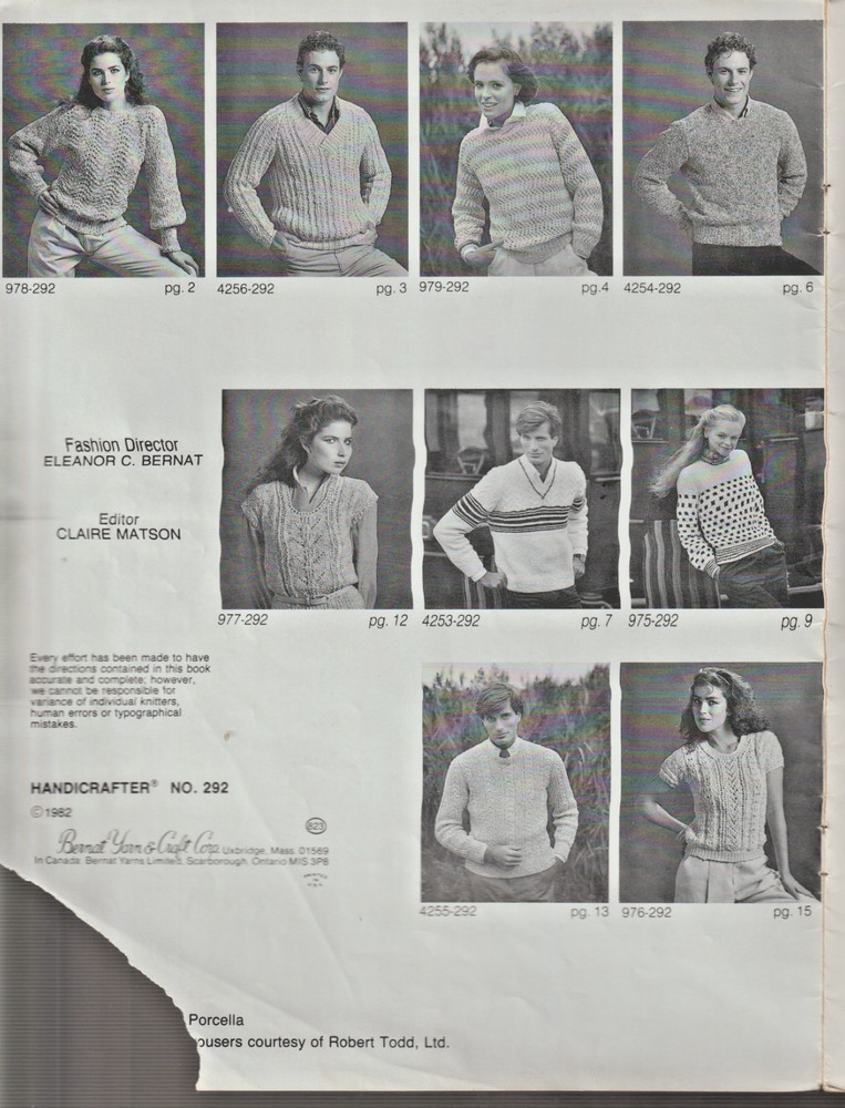Bernat Pullovers, Sweaters, & Cardigans - KNIT PATTERN - Men & Women