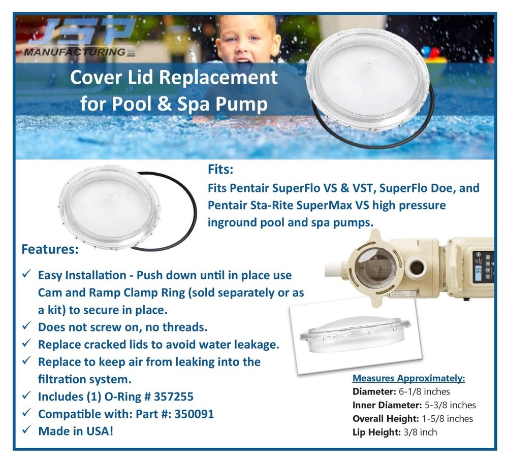 Pool Pump Cover Lid Replacement for SuperFlo VS & VST, SuperFlo Doe, SuperMax VS