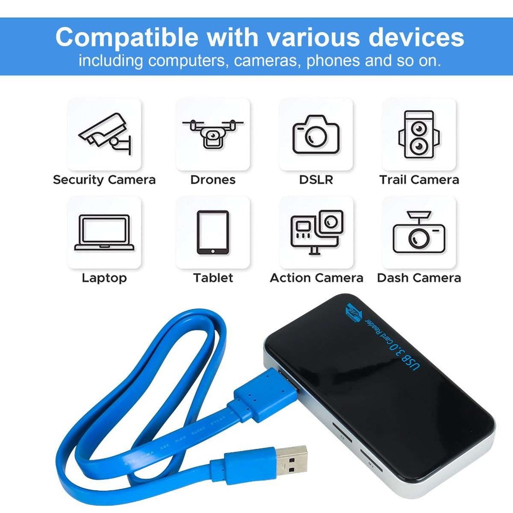 USB 3.0 Memory Card Reader Adapter 5GBPS Fit For CF/TF/SD/Micro SD/XD/M2/MS Card