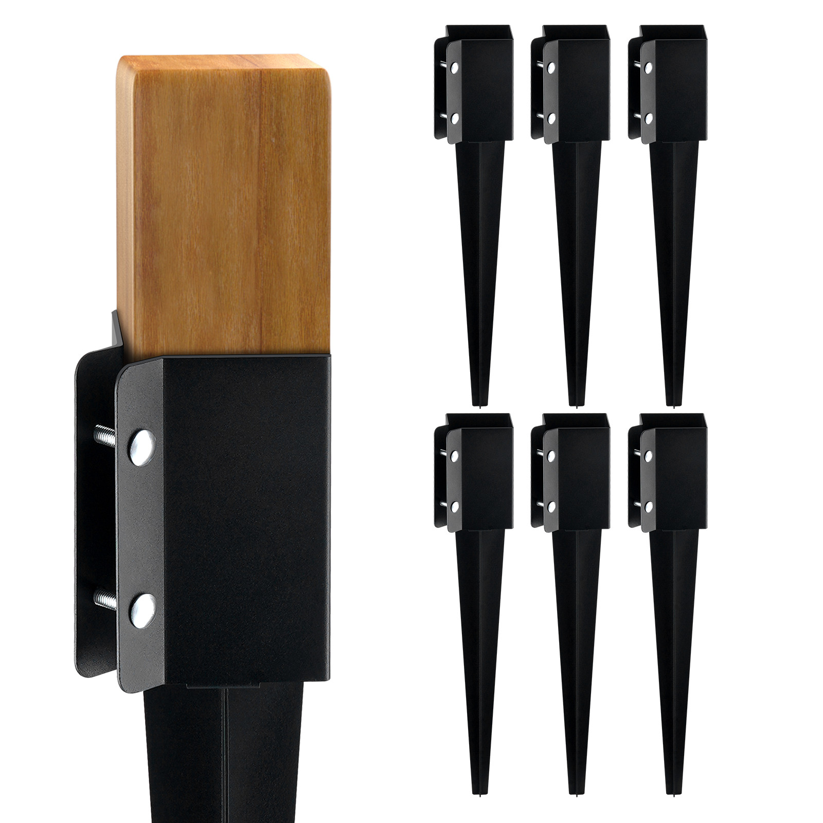 VEVOR Fence Post Anchor Ground Spike 6 Pack 24 x 4 x 4 In Metal Fence Stakes