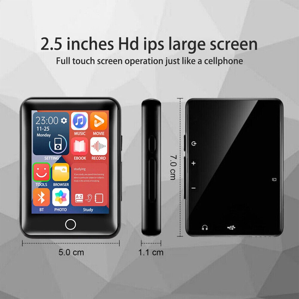 Ultra-thin Full Screen MP3 Player Portable Bluetooth Touch Music Player