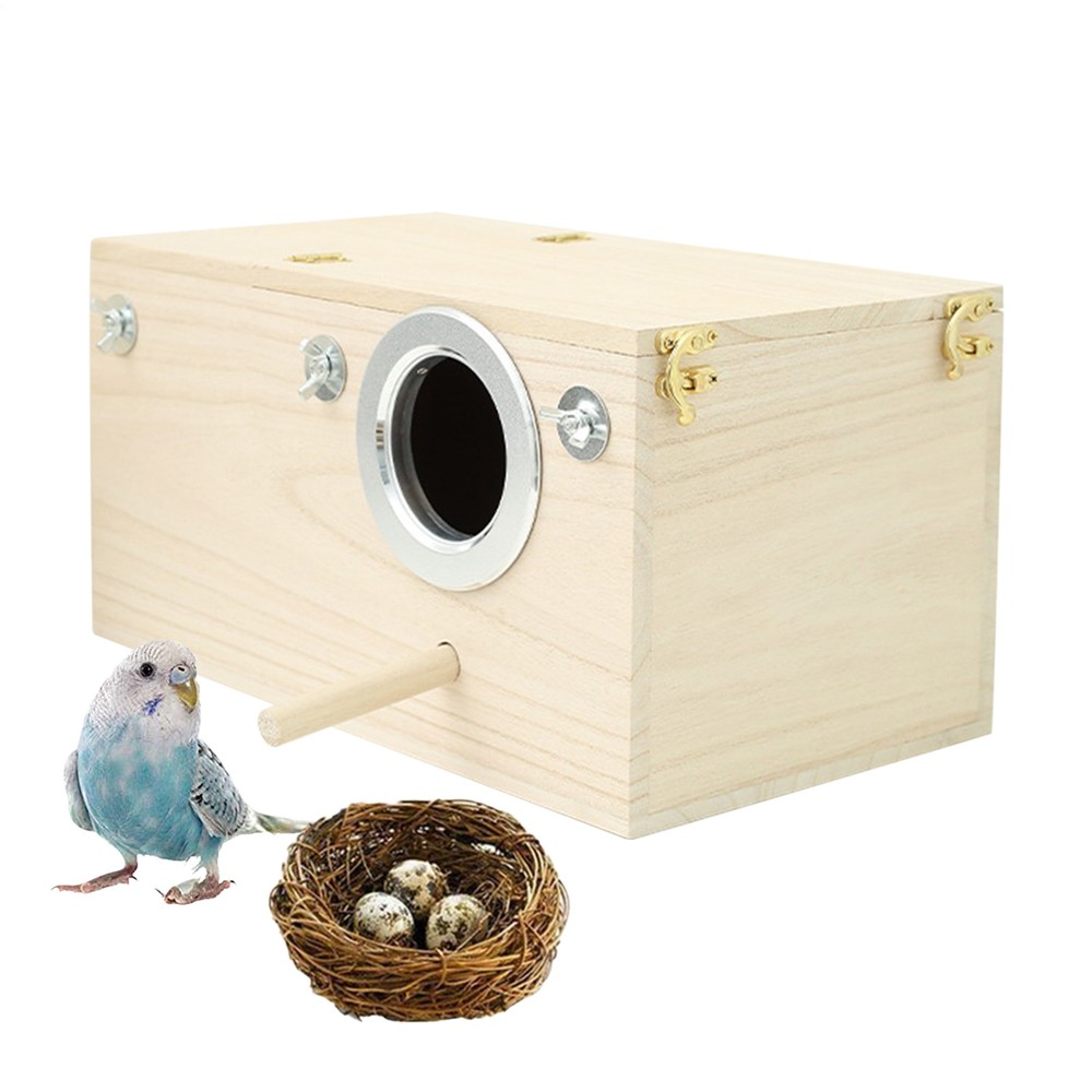 Parakeet Nest Box Wood Parrot Nesting Breeding House Nesting Boxes for practical