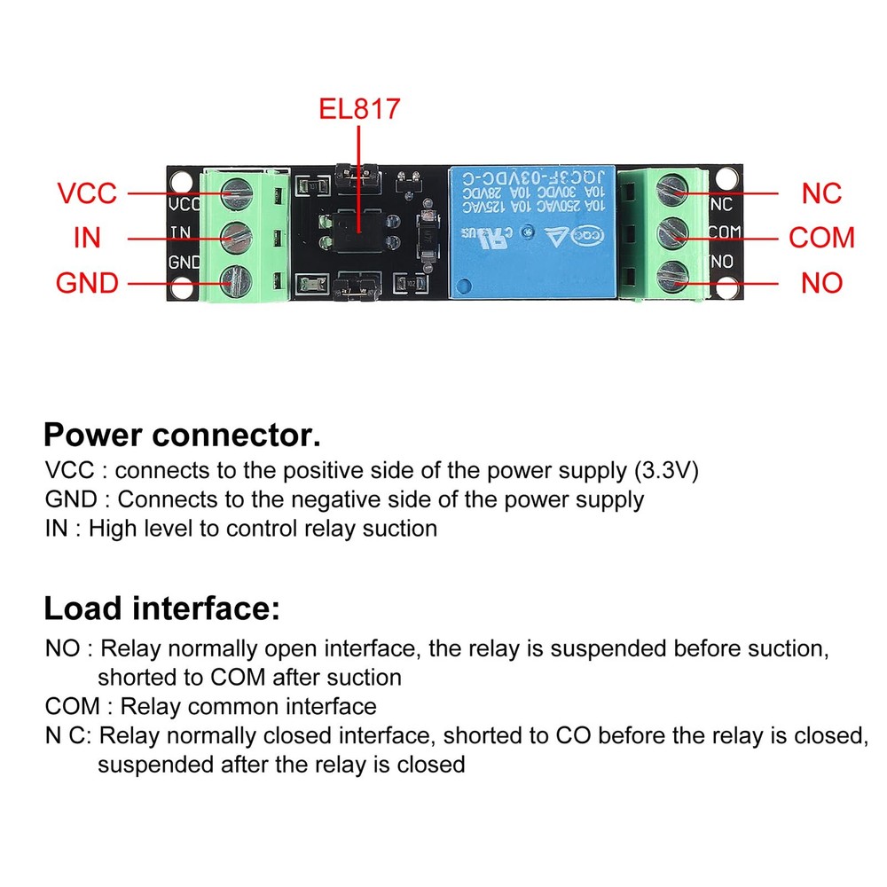 10Pcs 1 Channel DC 3V/3.3V Relay Power Switch Module with Optocoupler Relay...