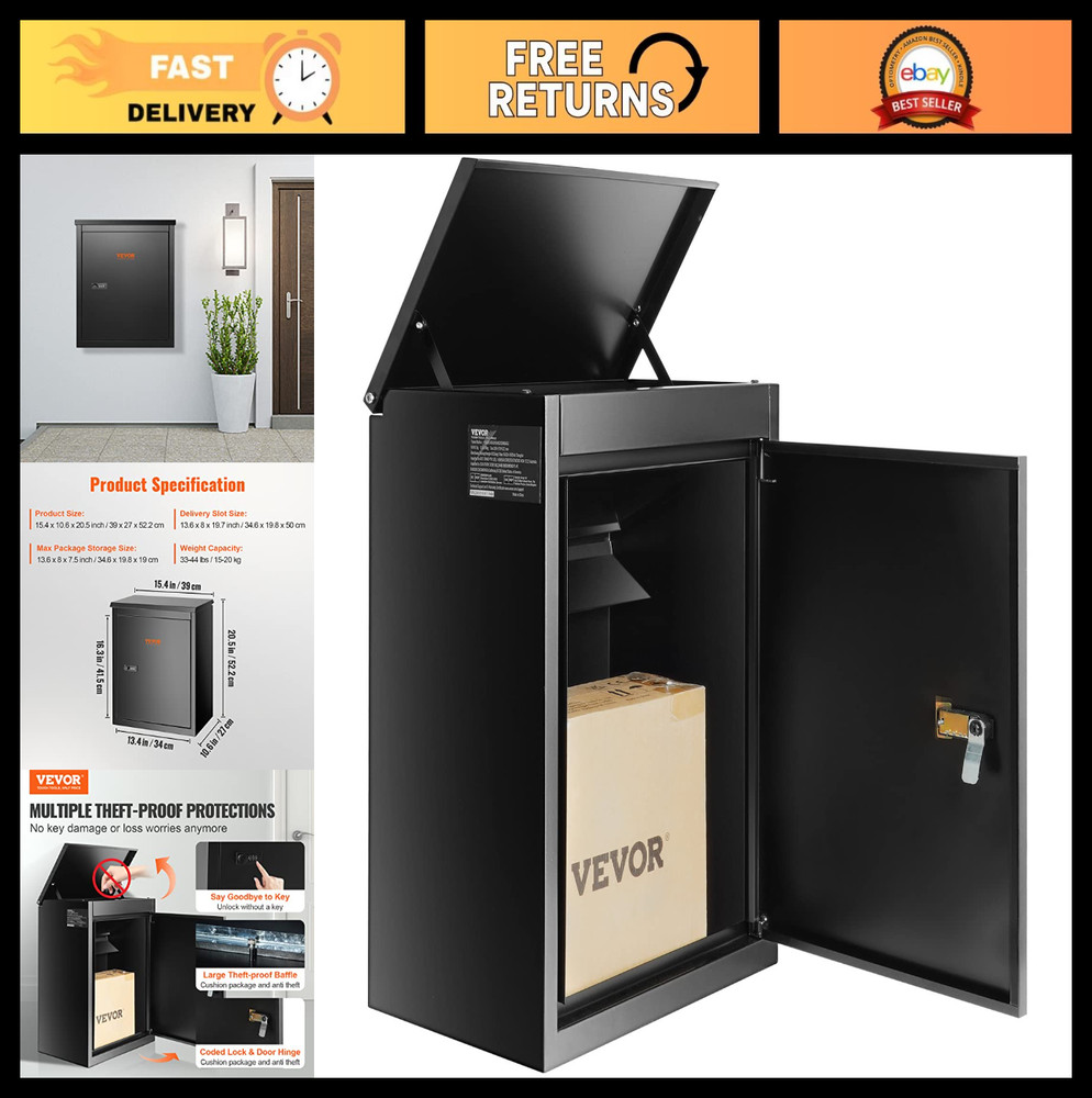 Large Lockable Parcel Drop Box - Galvanized Steel, Waterproof, Anti-Theft, Coded