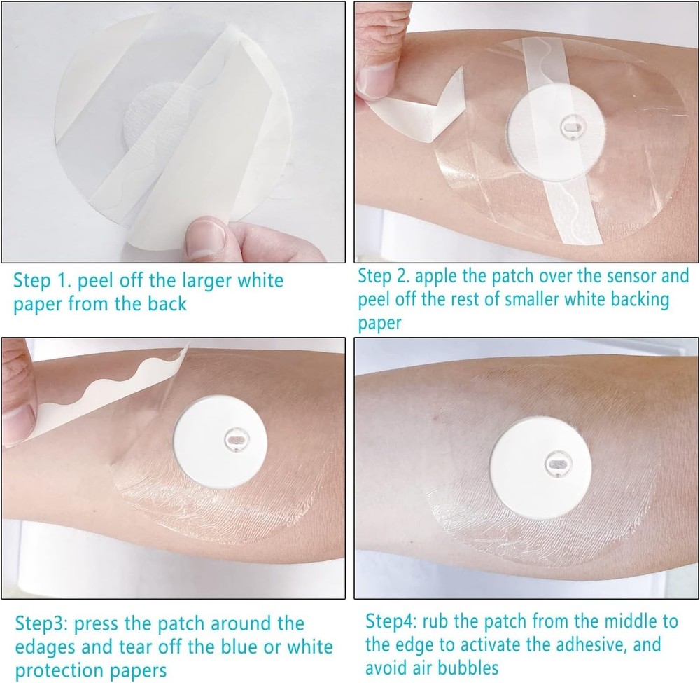 Transparent 20 Pack Libre 3 Adhesive Sensor Covers - Skin-Friendly & Durable