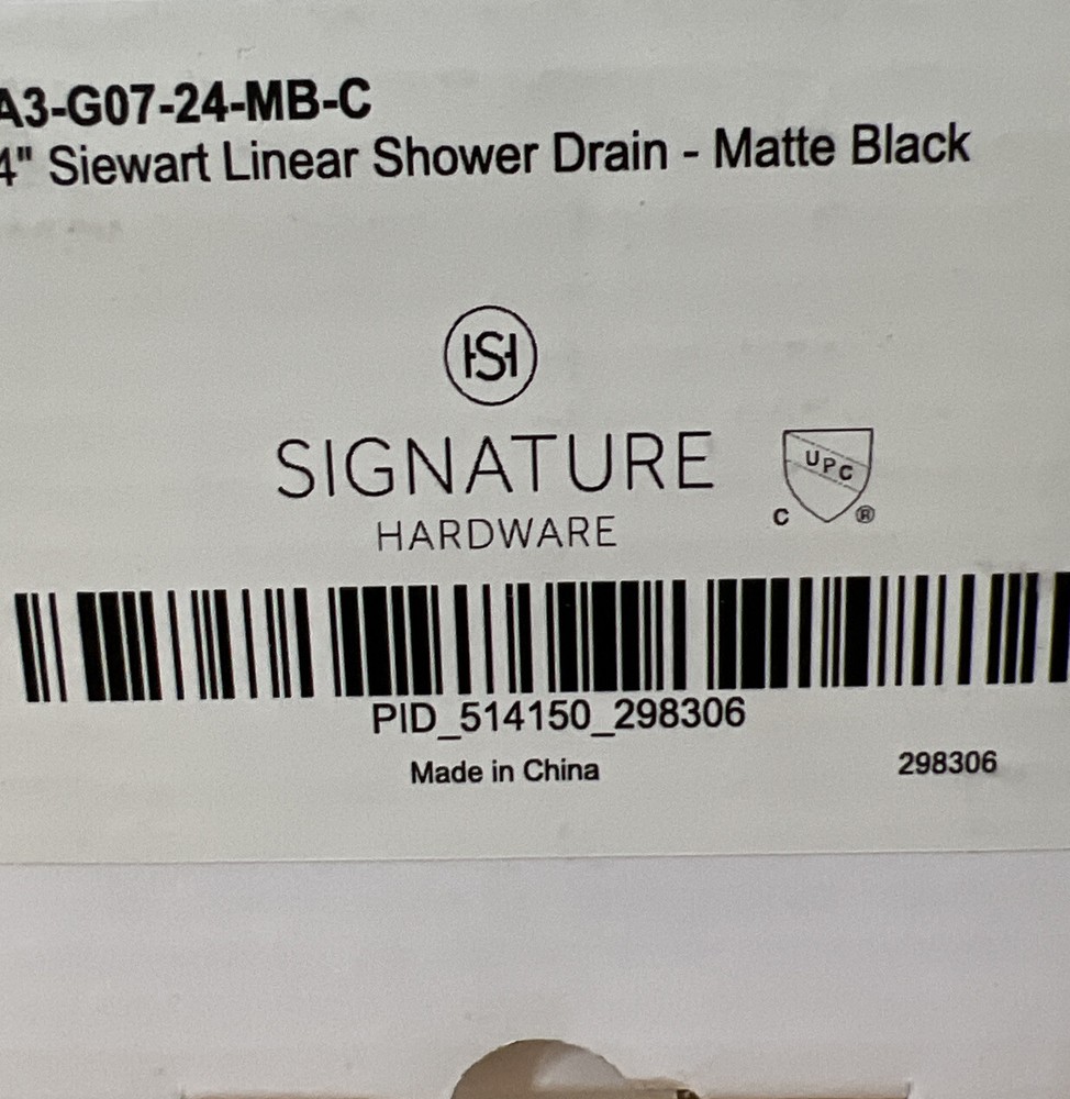 Signature Hardware 24" SIEWART LINEAR SHOWER DRAIN - MATTE BLACK