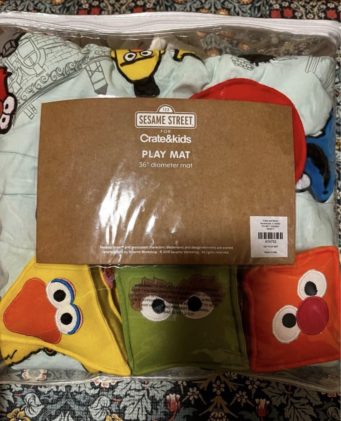 Land of Nod Crate & Barrel Sesame Street Baby Activity Play Mat Rare