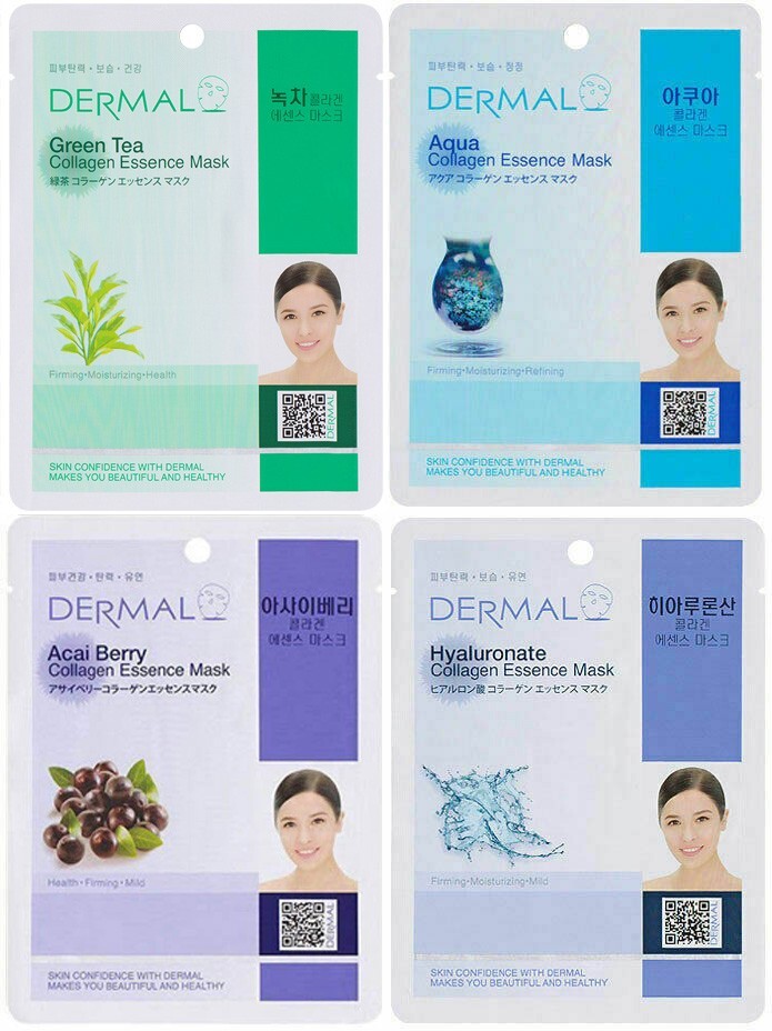 Dermal Korea Collagen Essence Full Face Facial Mask Sheet (24 Combo Pack) New