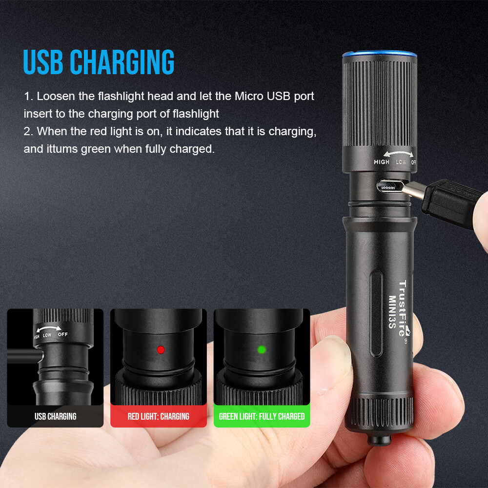 Trustfire 235LM LED Keychain MINI Rechargeable Flashlight Keyring LED Torch