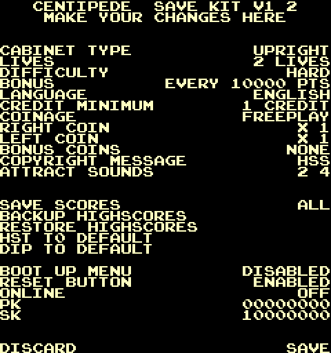 Centipede High Score Save and Free Play Kit - Arcade
