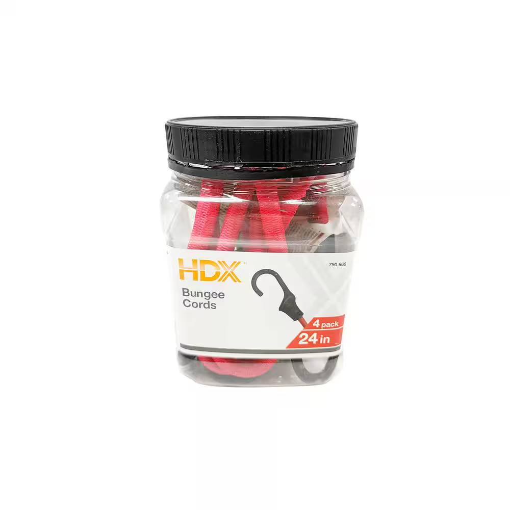 24 In. Super Strong Bungee Cord (4-Pack)