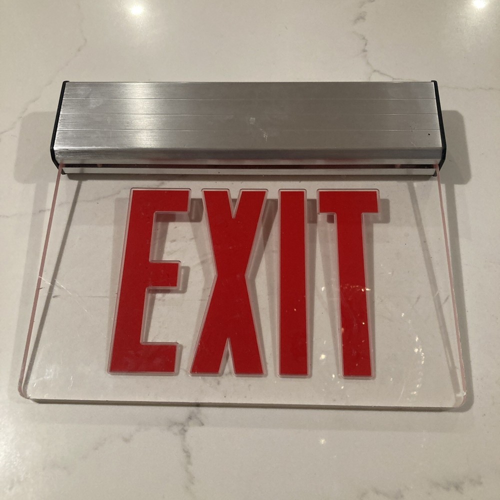 LED Edge Lit Exit Sign Acrylic Red Letters *Does Not Light Up*