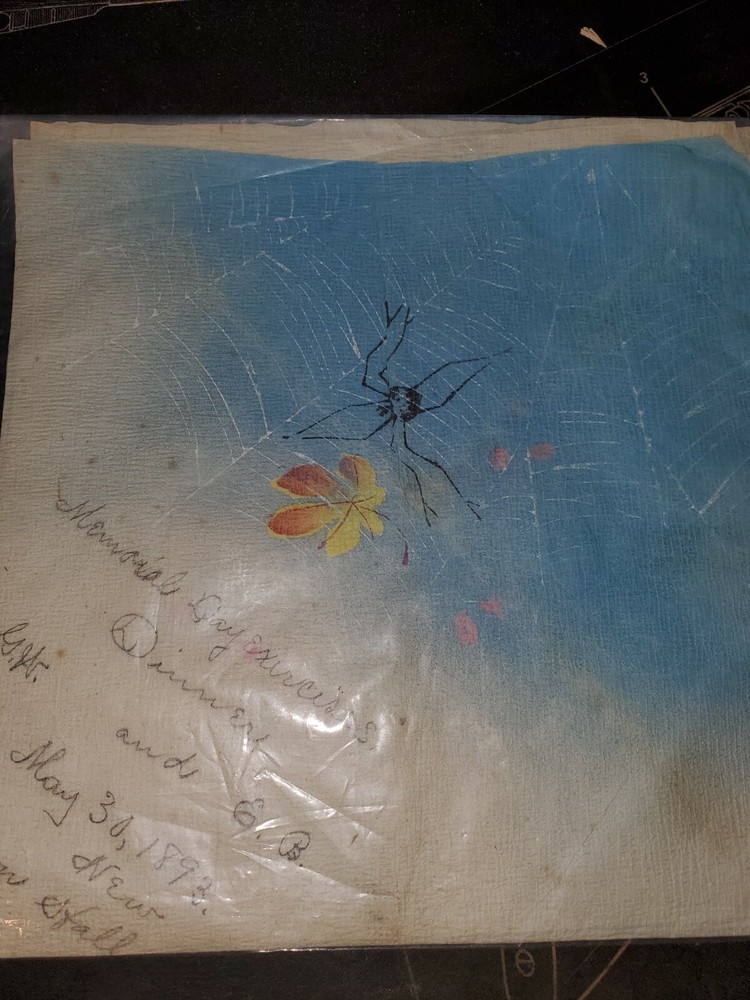 Memorial Day Exercises Dinner Napkin Dated 1893