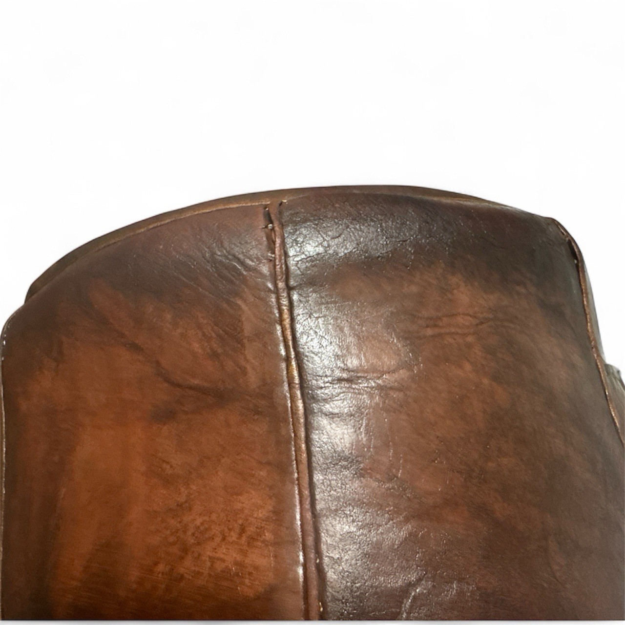 Vintage Peruvian Indigneous Leather Ottoman