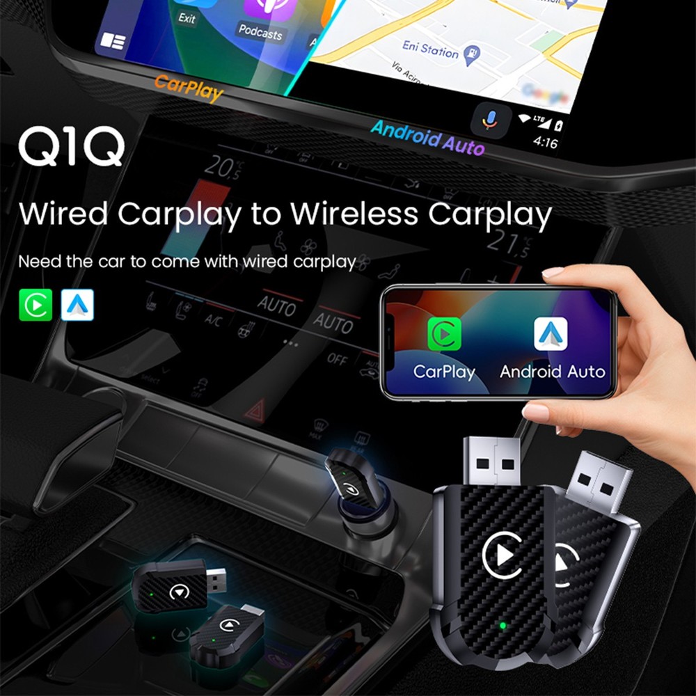 2025 Upgrade Wireless Android Auto Adapter Wireless CarPlay Adapter -Plug & Play