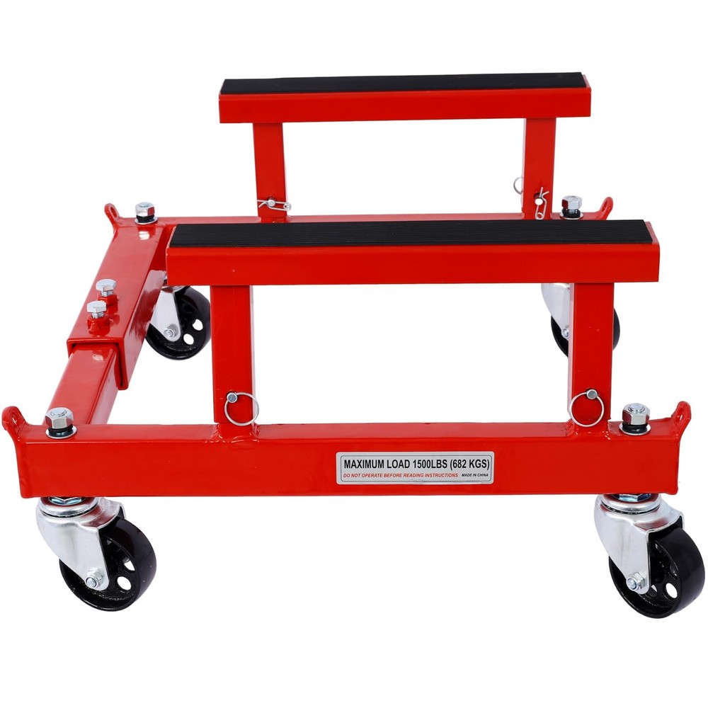 1500Lbs Motorcycle Engine Cradle Dolly, Adjustable Width &Height,Rubber Pads NEW