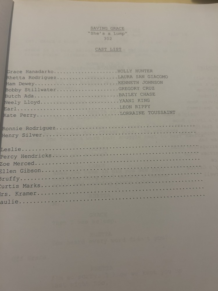 ORIGINAL SCRIPT SAVING GRACE SHE'S A LUMP HOLLY HUNTER LEON RIPPY