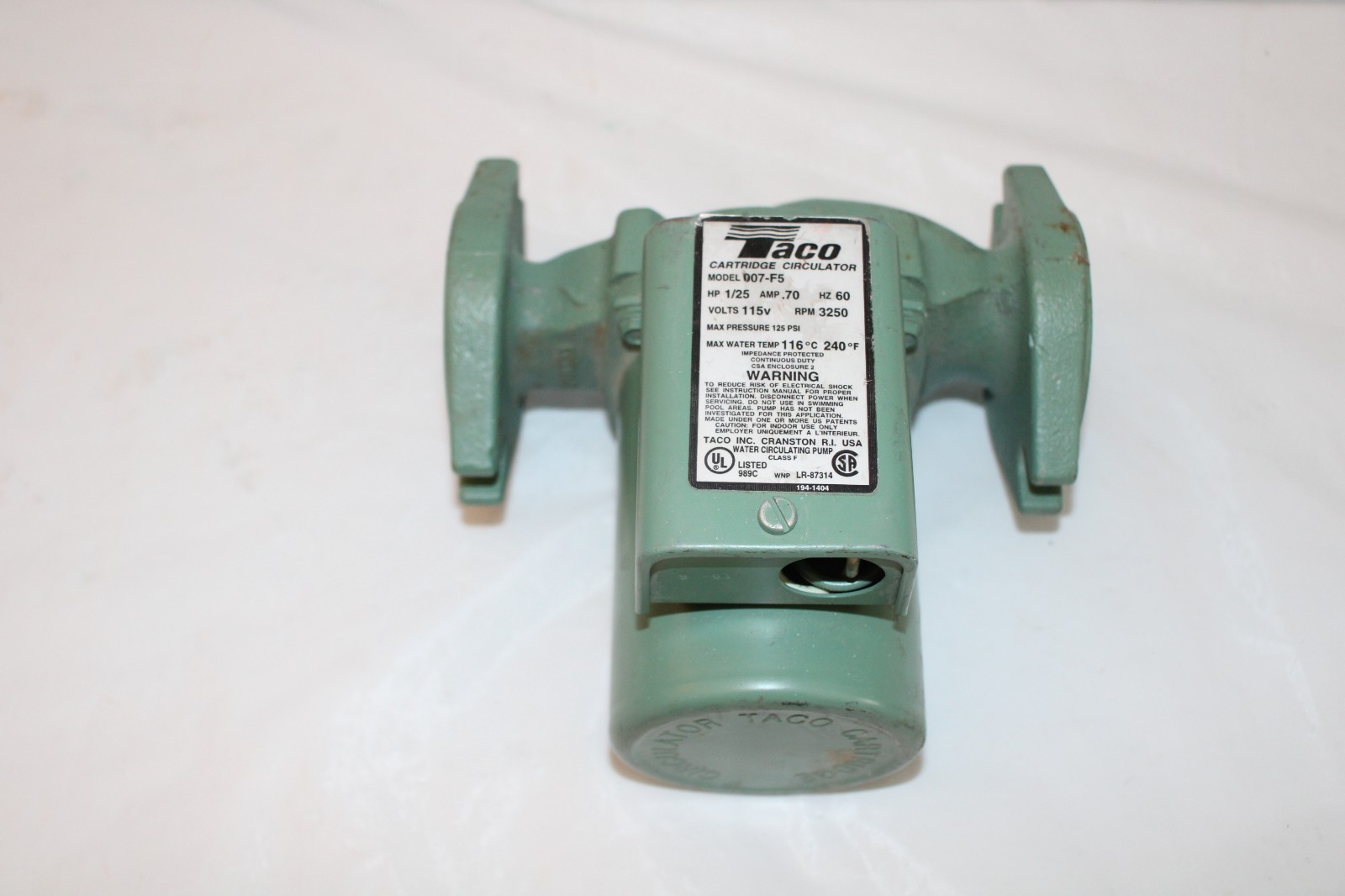 Taco 007-F5 Cartridge Circulator 1/25 HP .70 AMP 60 HZ 115V "NEW"
