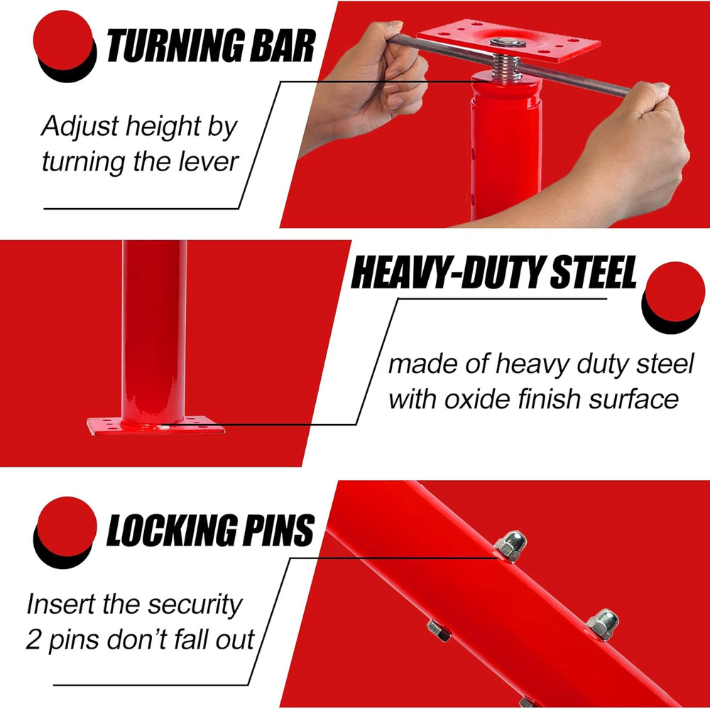 2 Pack House Jack Post Pole for Leveling, 48"-93" Adjustable House Floor Jacks,