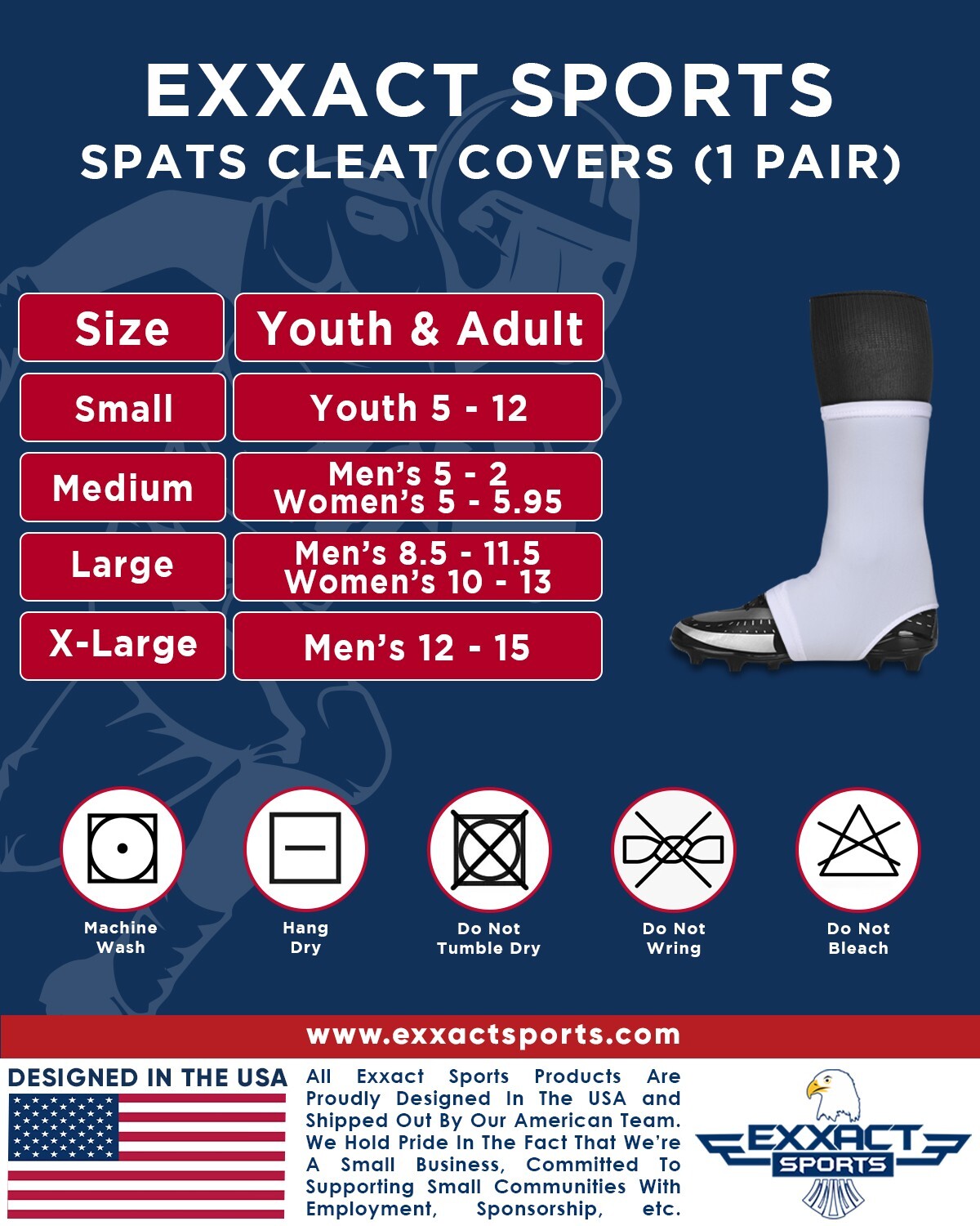 Exxact Sports Football Spat Covers, Spats for Men and Boys