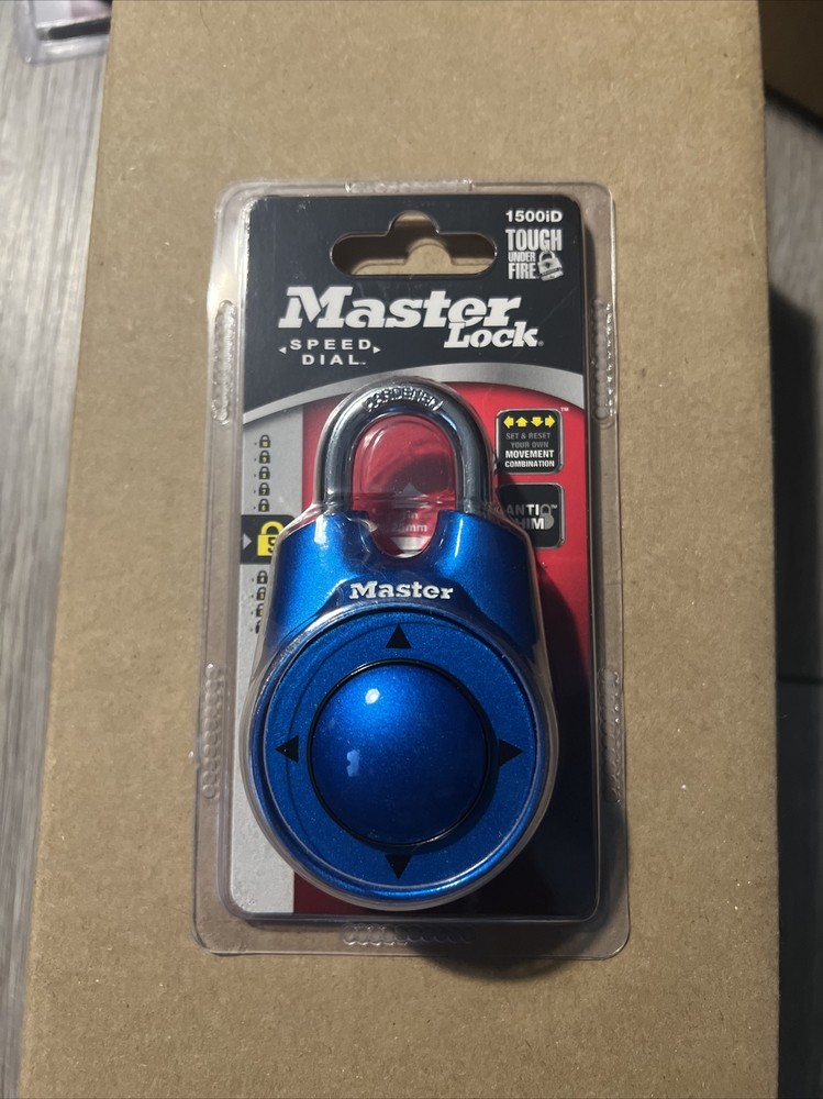 Master Lock 1500iD Speed Dial Directional Combination Padlock, Blue Escape Room