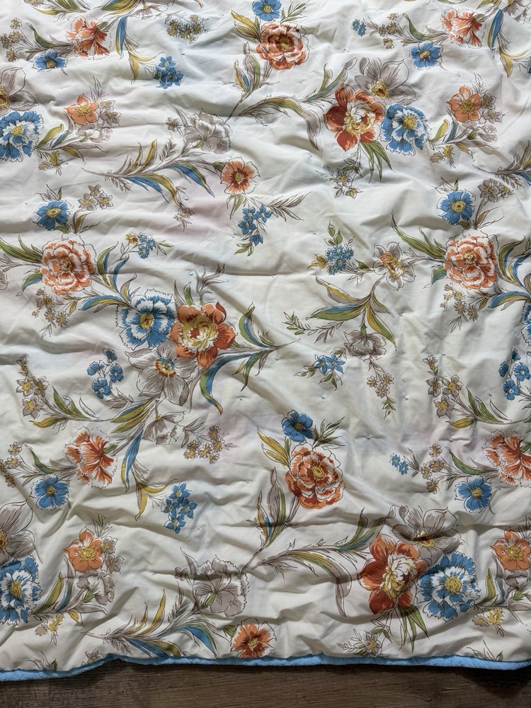 Handmade Rag Quilt Patchwork Tied Multicolor 87x75” Cotton Throw Bedspread