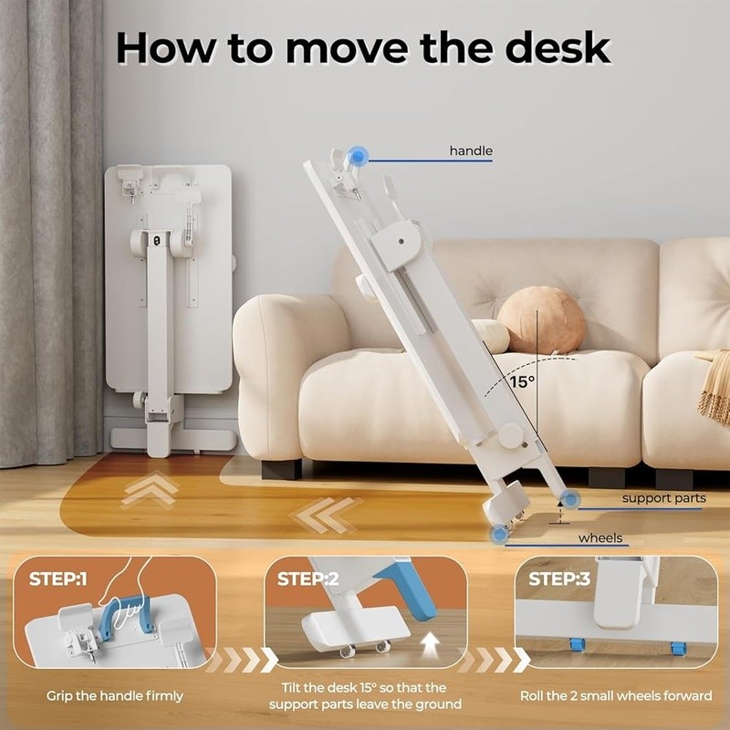 Foldable Portable Desk Adjustable Height Computer Workstation Home Office New