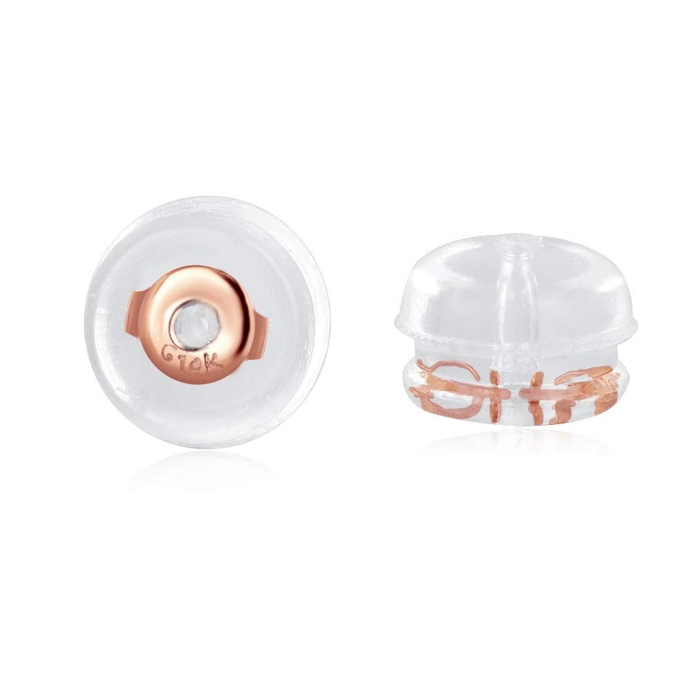 14K Solid Rose Gold Earring Backs Hypoallergenic Soft Clear Silicone Earrings Ba