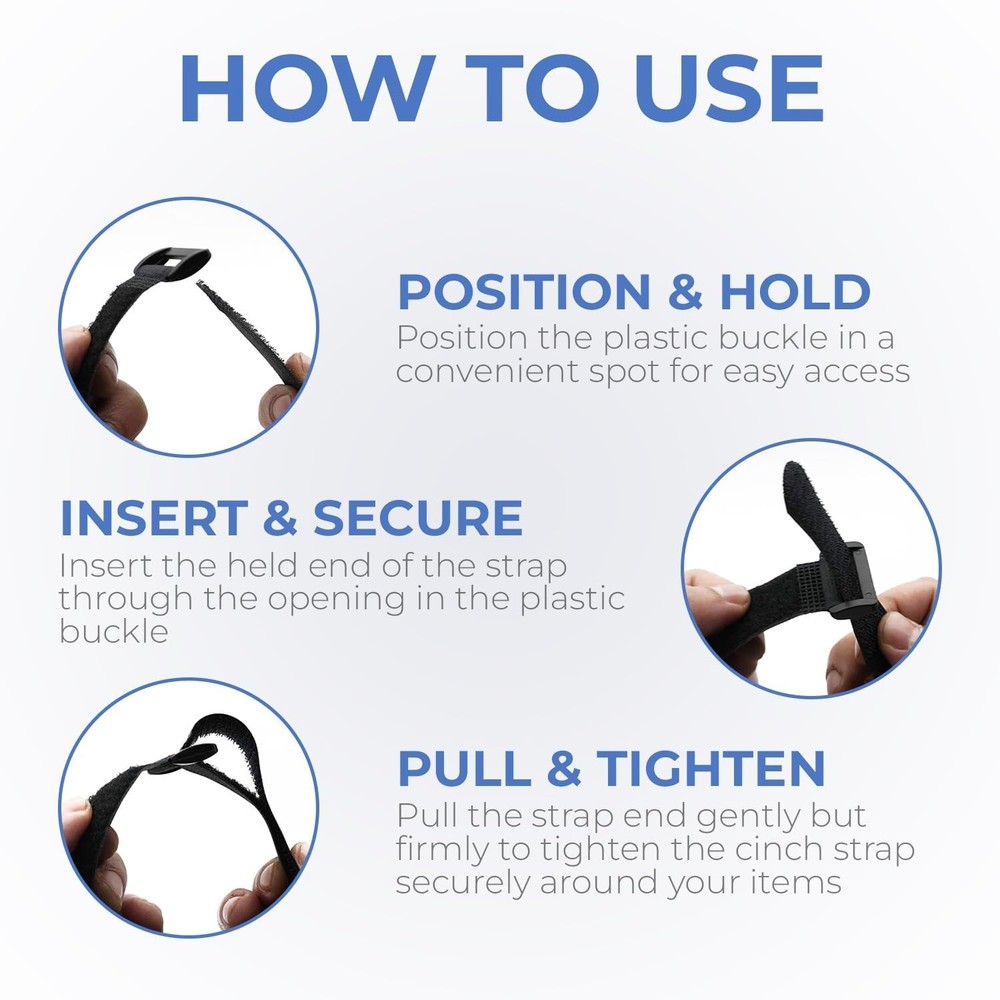 15 Pack Reusable Cinch Straps 1” x 12” - Hook & Loop Safety Solution