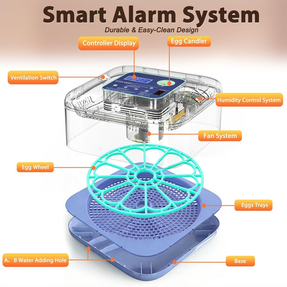 Egg Incubator with Humidity and Temp Control for Hatching