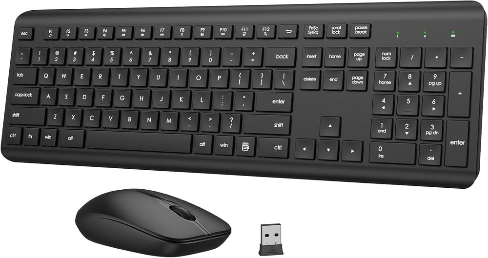 Wireless Keyboard and Mouse Combo, Full-Size Silent Ergonomic Keyboard & mouse