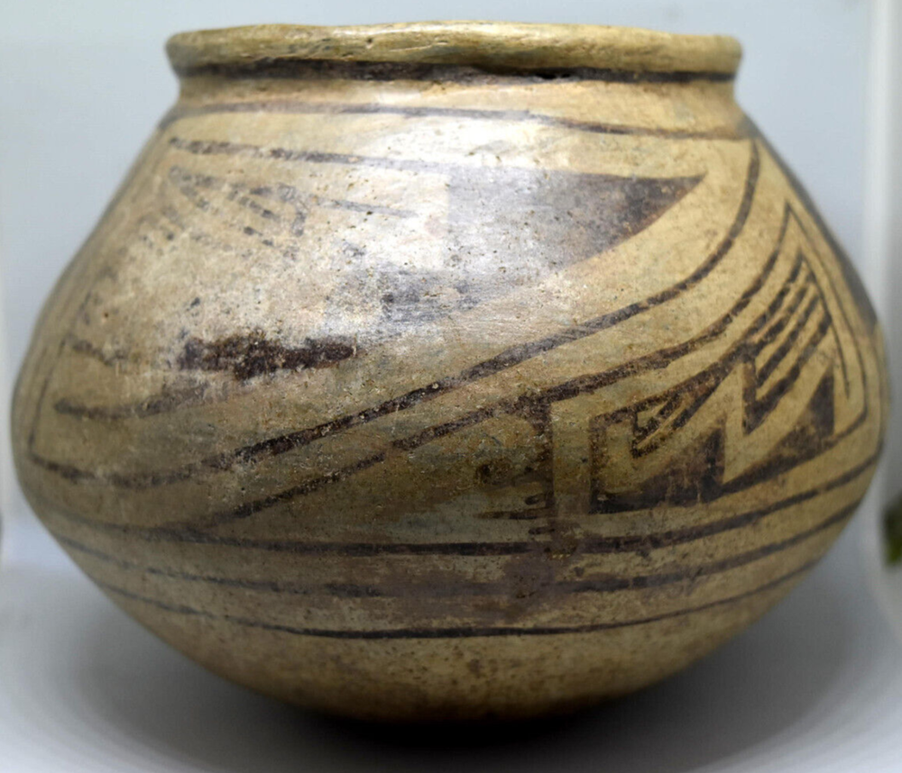 Ancient Authentic Hand Painted Native American Vessel Pottery Pot