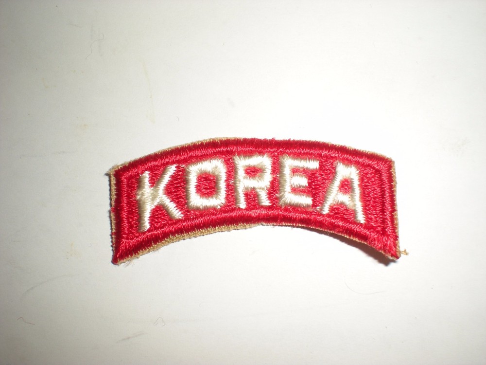 US ARMY KOREA TAB PATCH - ORIGINAL - WHITE ON RED