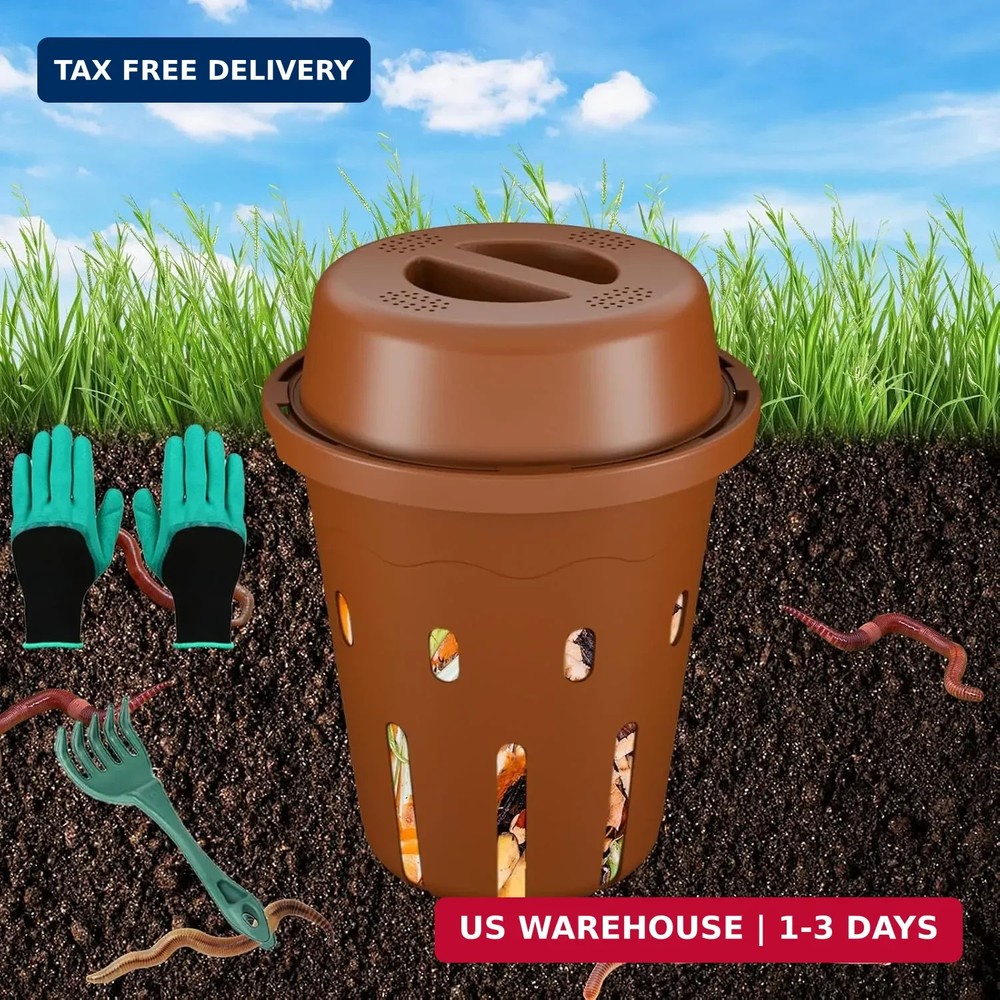 Underground Worm Composting Bin, Outdoor Mini Inground Worm Composter for Beginn