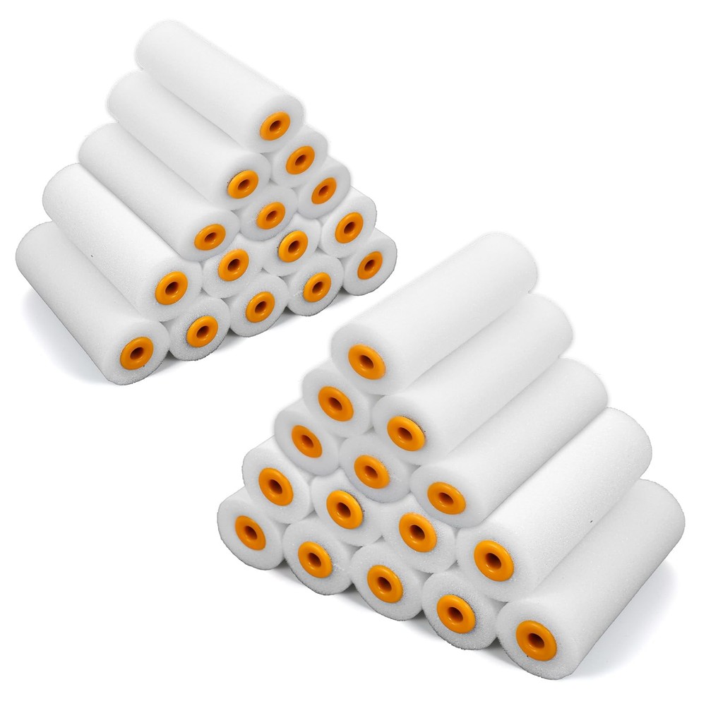 30 Pack 4 Inch Foam Paint Roller Covers, High Density White Mini Paint Roller...