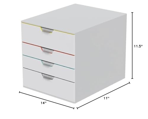 Varicolor Unit - Gray Desktop Drawer Set with 5 Color Coded Draws - 4 Drawer