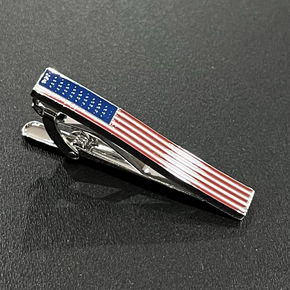 USA Flag Tie Clip Men Daily Wear Birthday Gift Tie Bar