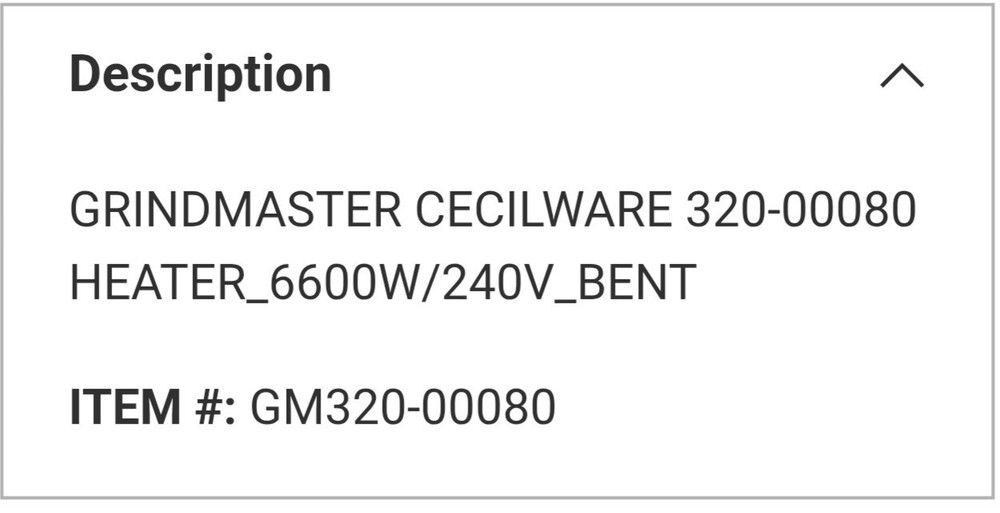 Grindmaster Cecilware Urn Heating Elements 240v 6600w. Genuine OEM