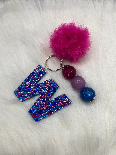 Monogram Letter Bubble Gum Bead Keychains