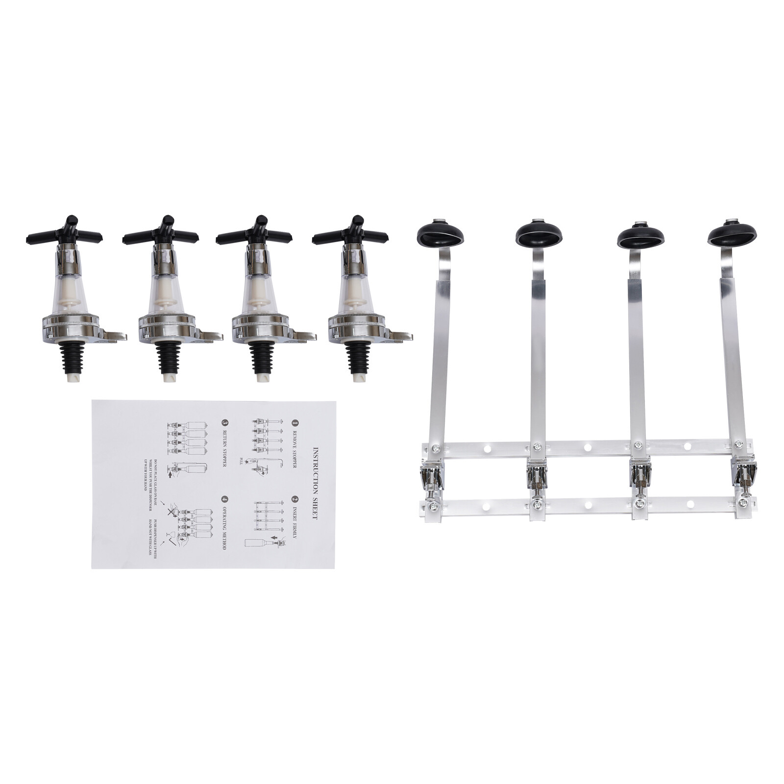 Wall Mounted 4-Bottle Dispenser for Whiskey, Wine, and Cocktails